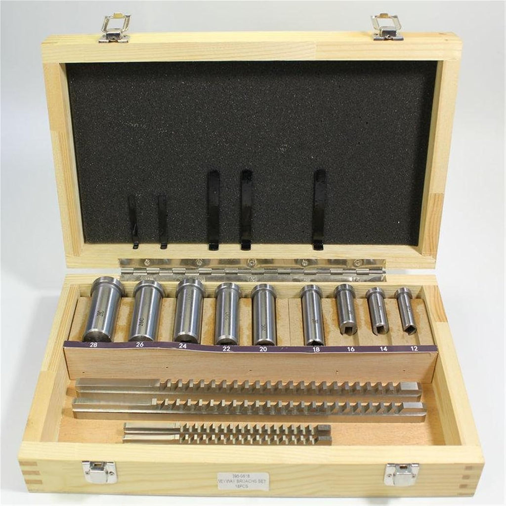18pc HSS Keyway Broach Cutter B C Push Type 4mm 5mm 6mm 8mm + 9pc Bushing Sleeve + 5pc Shim Cutting Tool Metalworking Industrial Tools