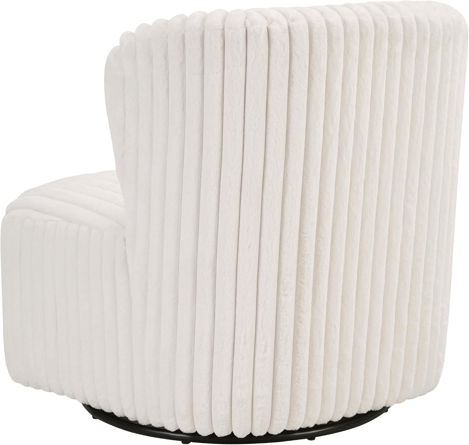 OSP Home Furnishings Lucia Modern Barrel Swivel Accent Chair, White Cord Fur Fabric