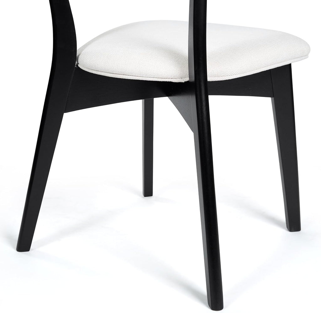 Chazz Upholstered Dining Chairs- Light Beige/Matte Black (Set of 2)
