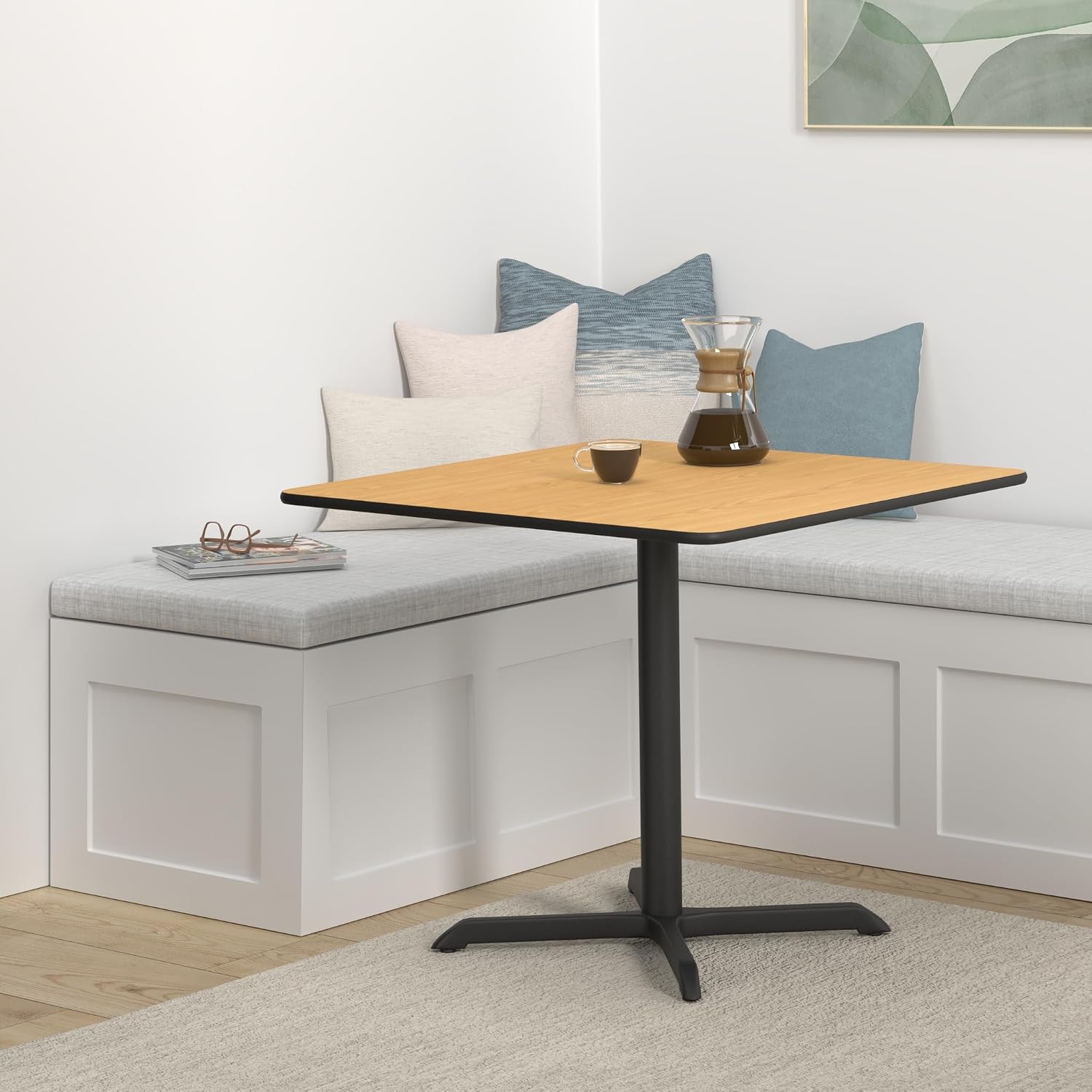 Flash Furniture 36'' Square Natural Laminate Table Top with 30'' x 30'' Table Height Base