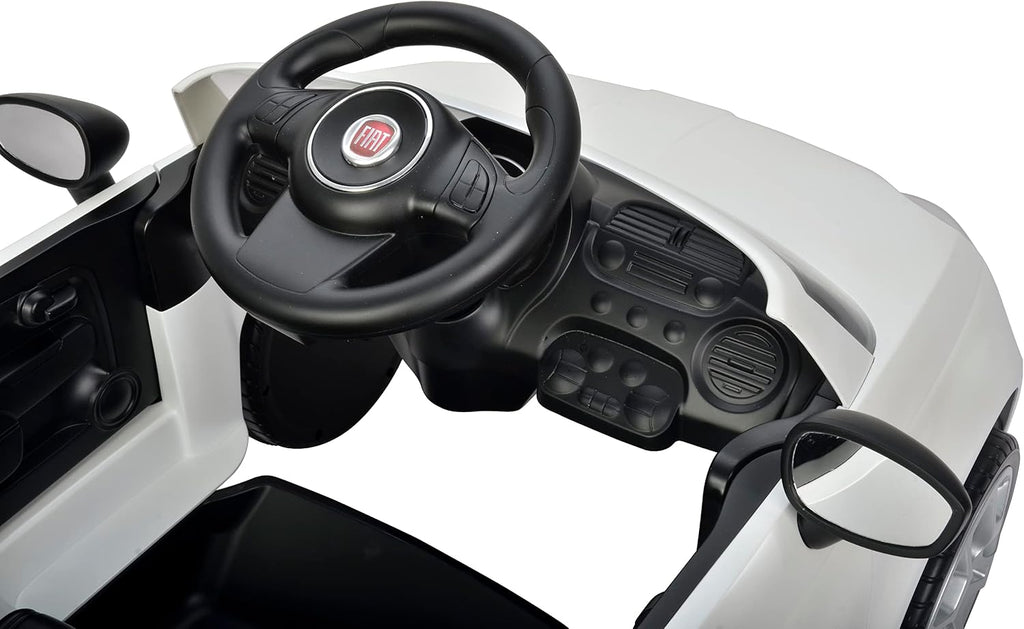 Best Ride On Cars Fiat 500 Push Car, with Stroller, Adjustable Footrest and Handle, Horn, Music, Stable Wheels, For Kids Aged 2-3 Years, 37 x 19 x 12 inches, Large, White
