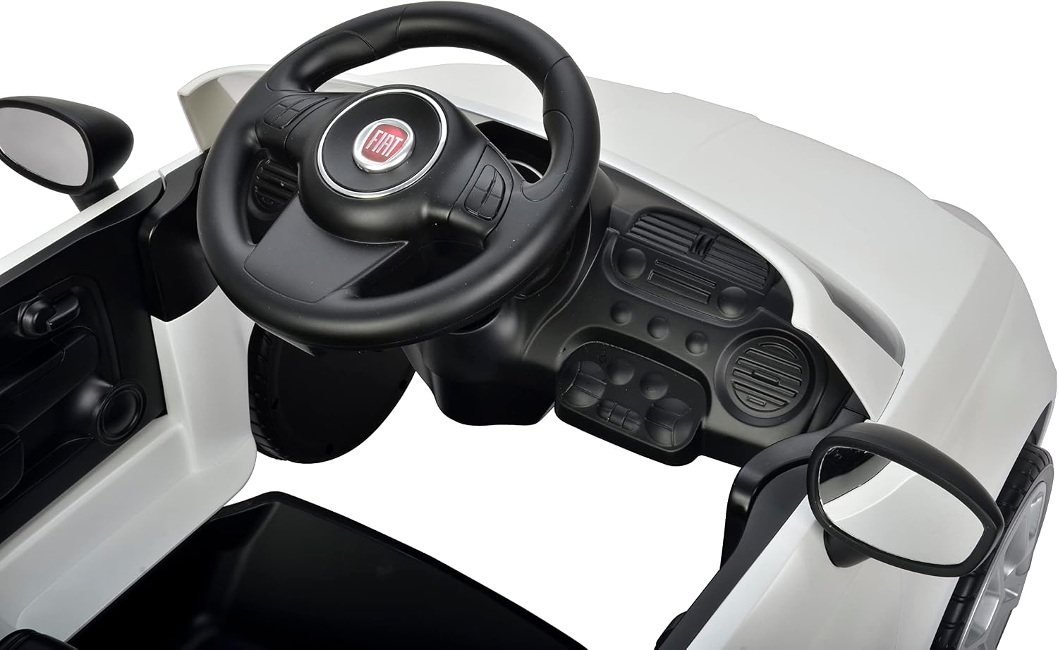 Best Ride On Cars Fiat 500 Push Car, with Stroller, Adjustable Footrest and Handle, Horn, Music, Stable Wheels, For Kids Aged 2-3 Years, 37 x 19 x 12 inches, Large, White