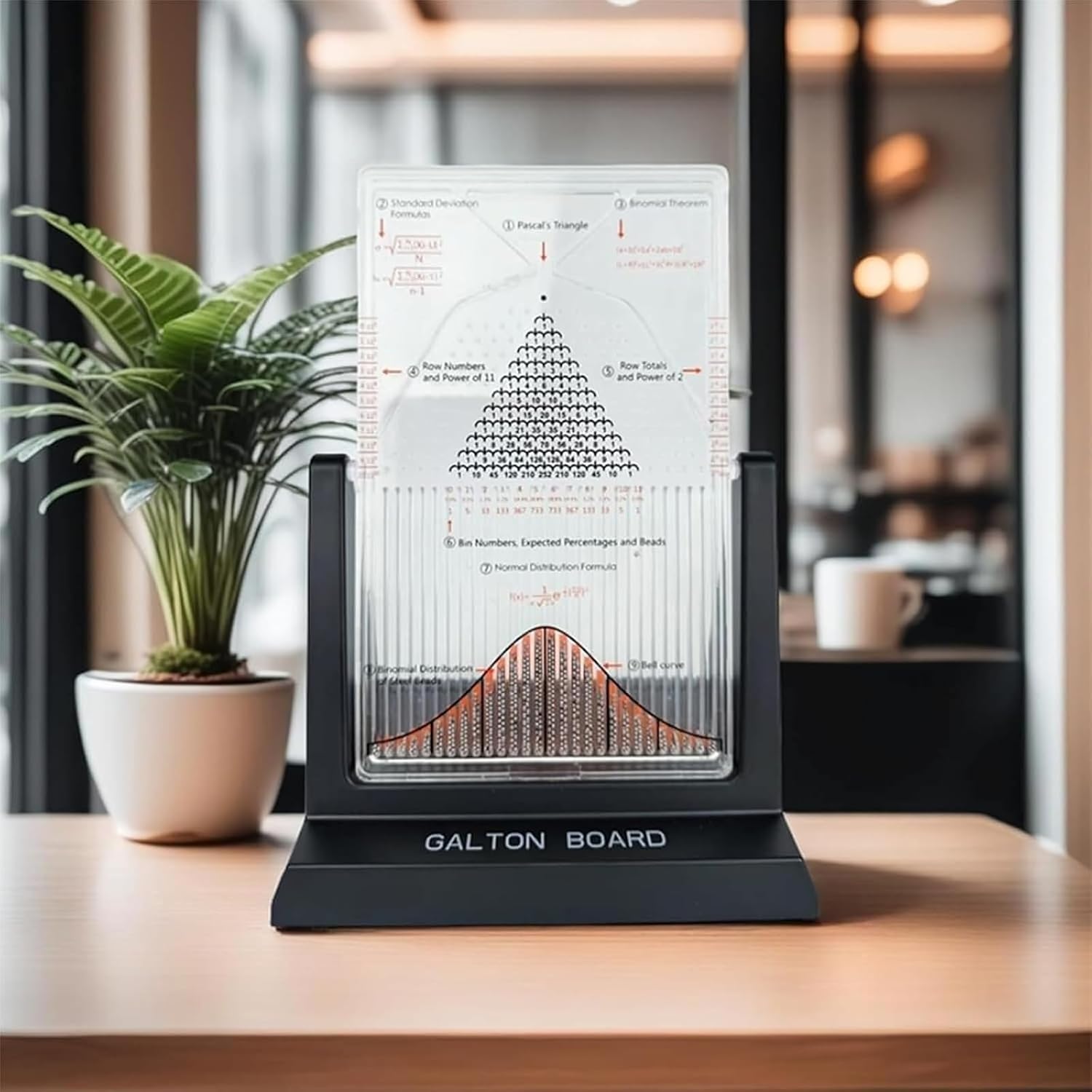 Galton Board Kinetic Art Desk Decor - Stress Relief Fidget Toy with Bell Curve for Executive Office & Home Study(12')