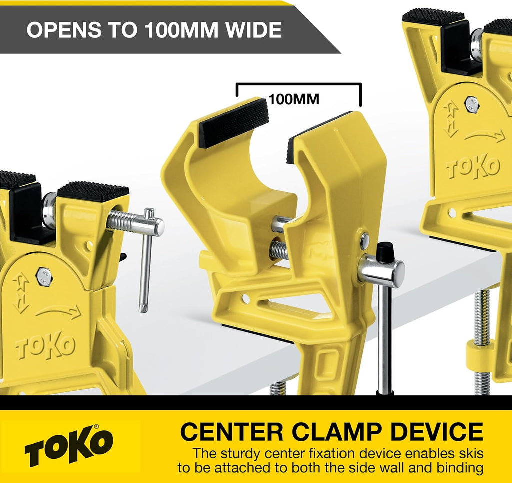 TOKO World Cup Alpine Ski Vise Grip for Tuning and Waxing - Secure No Slip Grip and Adjustable Angle for Edge Preparation - 3 Piece Set