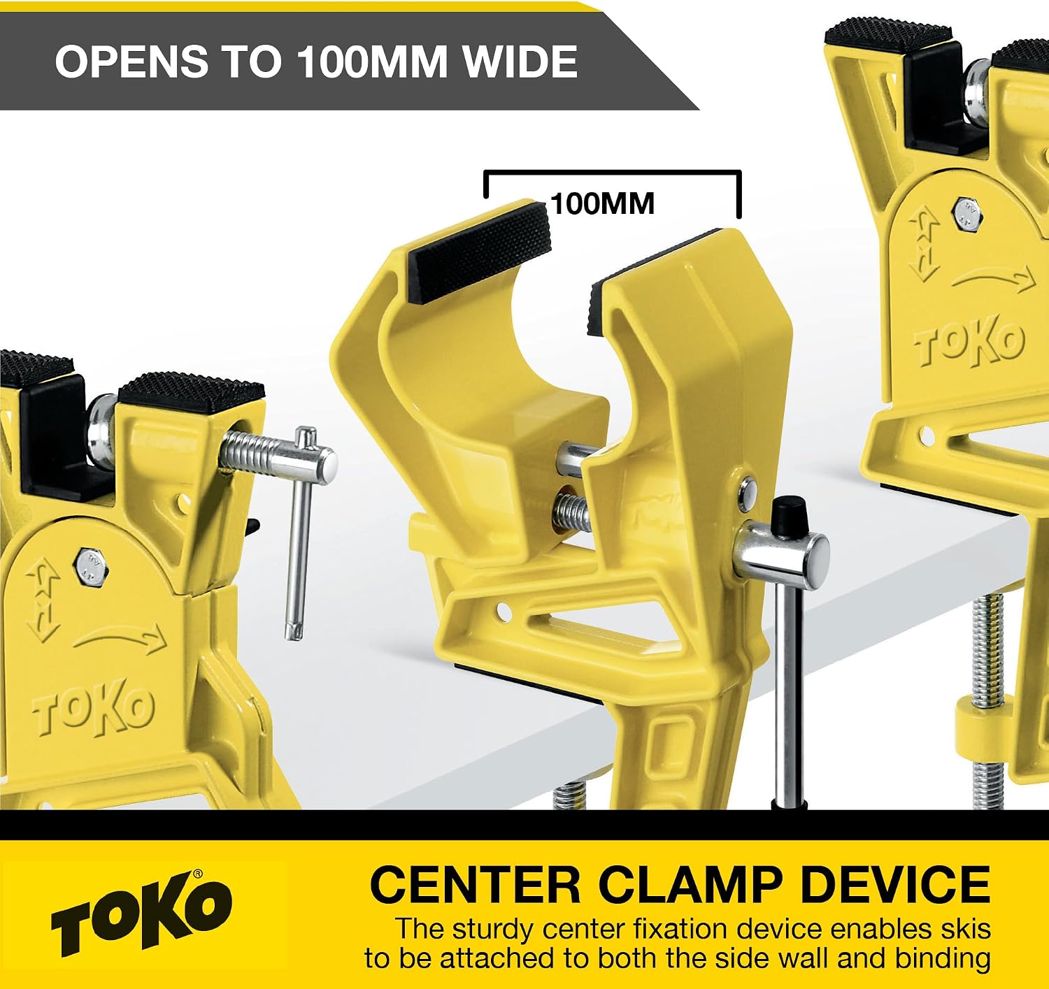 TOKO World Cup Alpine Ski Vise Grip for Tuning and Waxing - Secure No Slip Grip and Adjustable Angle for Edge Preparation - 3 Piece Set