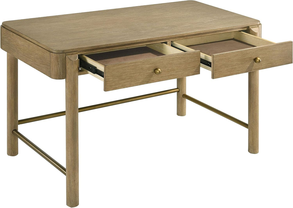 Coaster Home Furnishings - Arini - Wood - 48-Inch Makeup Vanity Desk with Felt-Lined Drawers, Coastal Style and Rounded Front Legs - Bedroom Furniture - Sand Wash - 224307