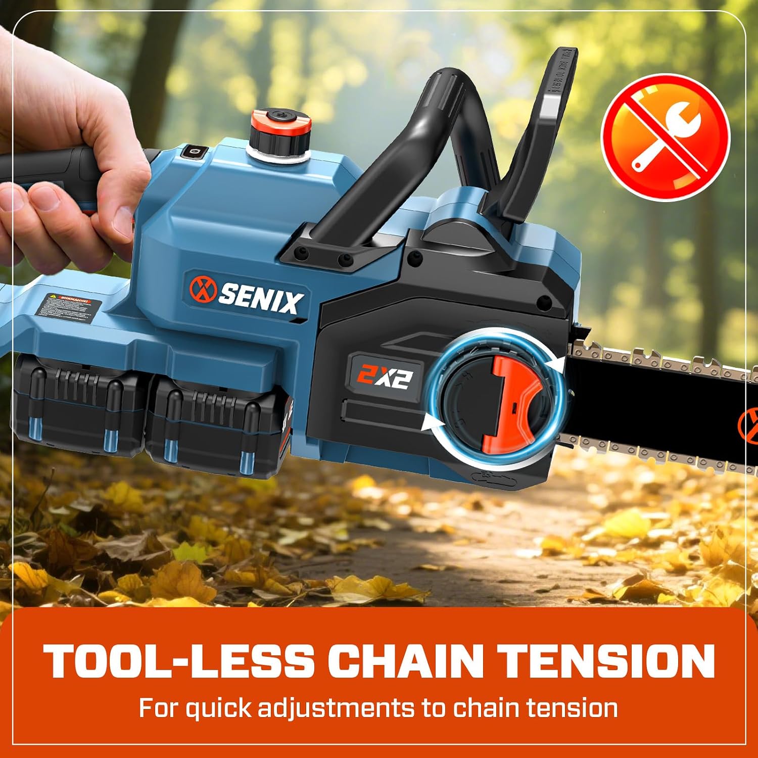 SENIX 40V 14' Electric Chainsaw, Cordless Battery Powered Chainsaw, Brushless Chain Saw, Includes 2x4Ah Batteries & Charger, Garden Tool for Trees, Pruning, Branch Cutting, Yard, Gift, CSX2-M2
