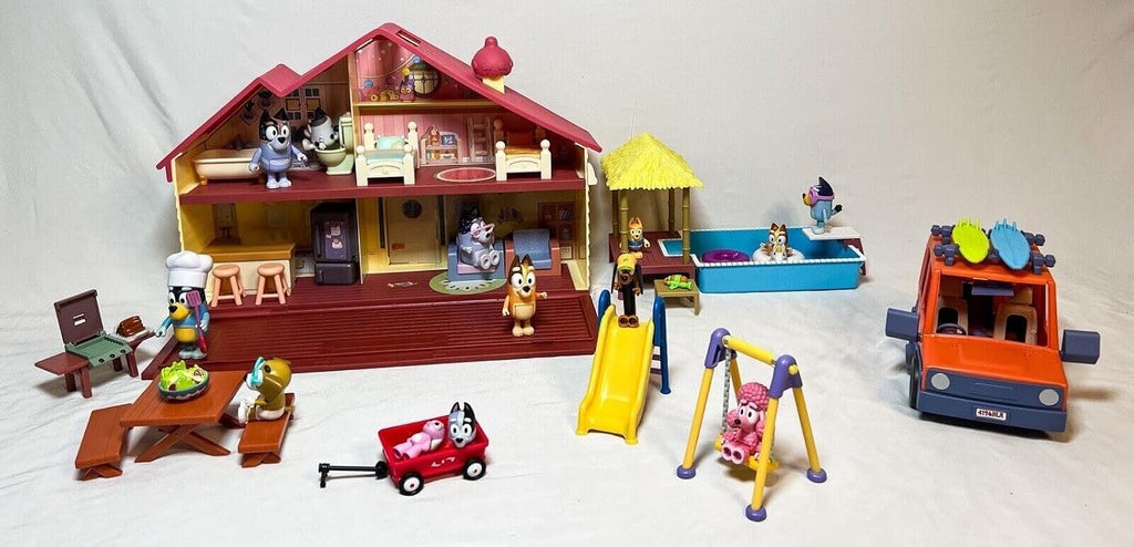 Bluey New 2023 Ultimate Mega Set | 40 Piece 4 Sets in one mega playset | Complete & Extended Heeler Family & Friends 14 Character Figures