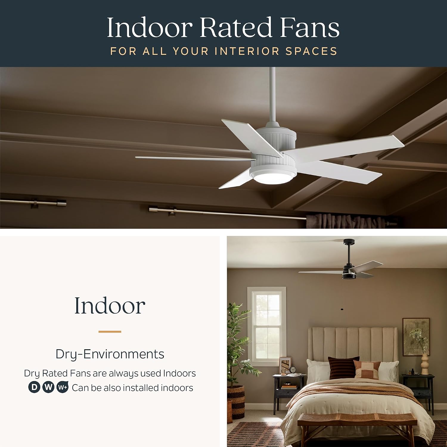 Kichler Ridley II 52' Ceiling Fan and Light Kit in Natural Brass, 3-Blade LED Ceiling Fan in Cherry Finish, 3000K, (52' W x 14.5' H), 300027NBR