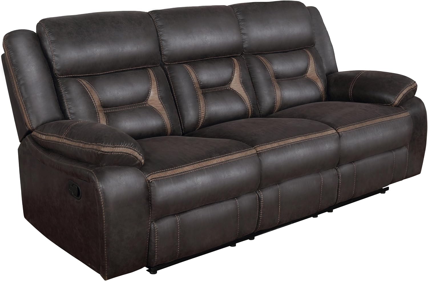 Coaster Home Furnishings - Greer - Leatherette Upholstered Reclining Sofa Set with Built-in Cupholders, Lift Top Storage Console, and Drop-Down Table - Living Room - Brown - 651354-S2