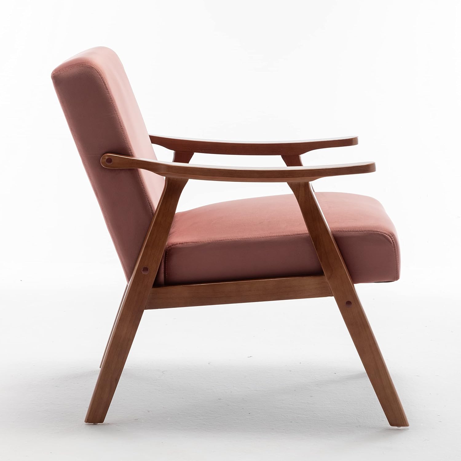 Container Furniture Direct Accent Chair with Microfiber Upholstery and Solid Wood Frame, Classic Mid-Century Modern Living Room Furniture for Extra Seating, Rose
