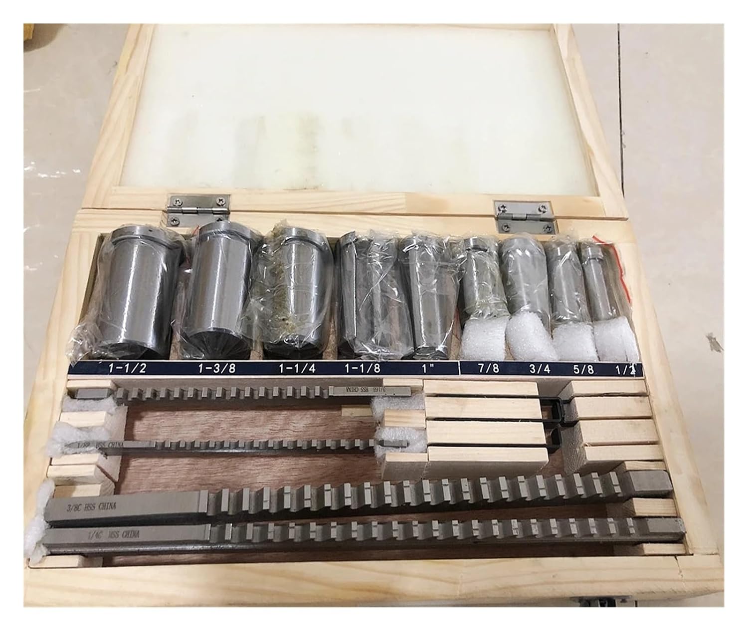 Keyway Broach Kit 18pcs Inch Sized CNC Keyway Broaches Set 1/2-1-1/2 Broach Bushing Shim Set High Speed Steel Cutting Tool