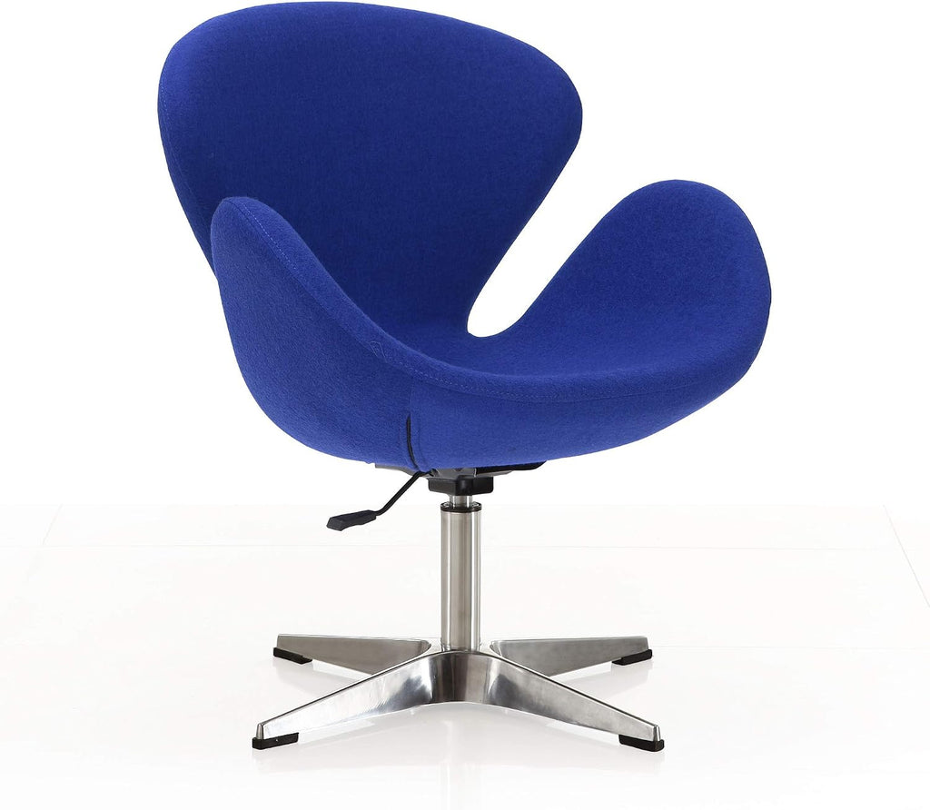 Manhattan Comfort Raspberry Adjustable Swivel Accent Chair Set of 2 with 360° Turn, Polished Chrome Base, Modern Retro Design, Ideal for Living Room and Home Office, Set of 2, Blue