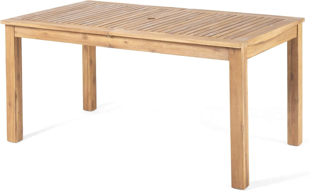 Christopher Knight Home Eric Outdoor Expandable Acacia Wood Dining Table, Natural Finish