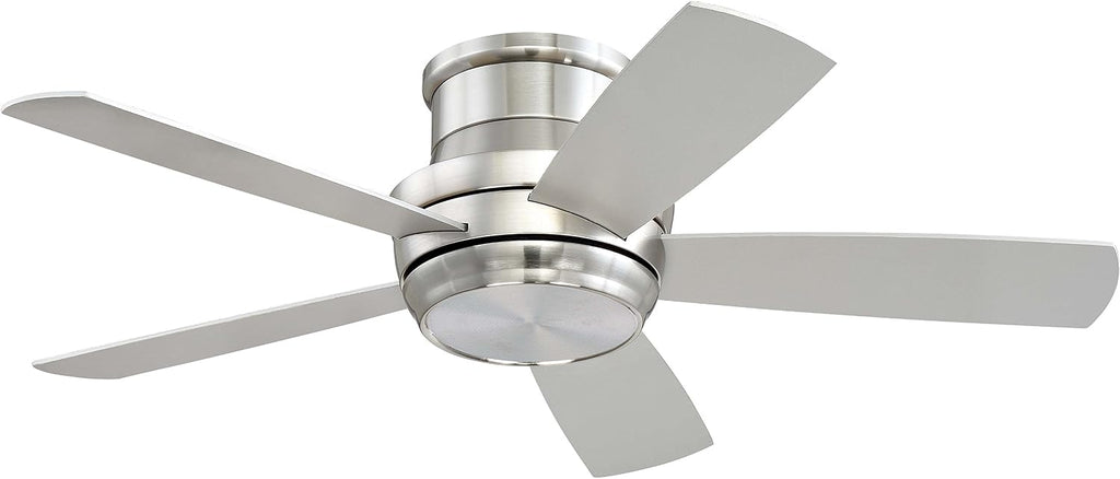 Craftmade TMPH44BNK5 Tempo Collection 44 Inch Contemporary Modern Five Blade Indoor Hugger Ceiling Fan - Brushed Polished Nickel I Three Speed Reversible Motor I With LED Light I