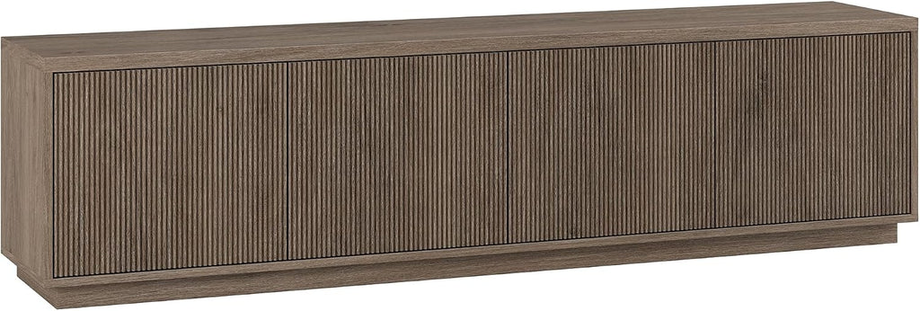 Henn&Hart Fluted TV Stand for TVs up to 85' with 2 Concealed Ribbed Storage Cabinets and Adjustable Shelves for Living Room, Family Room, or Office, Weathered Gray