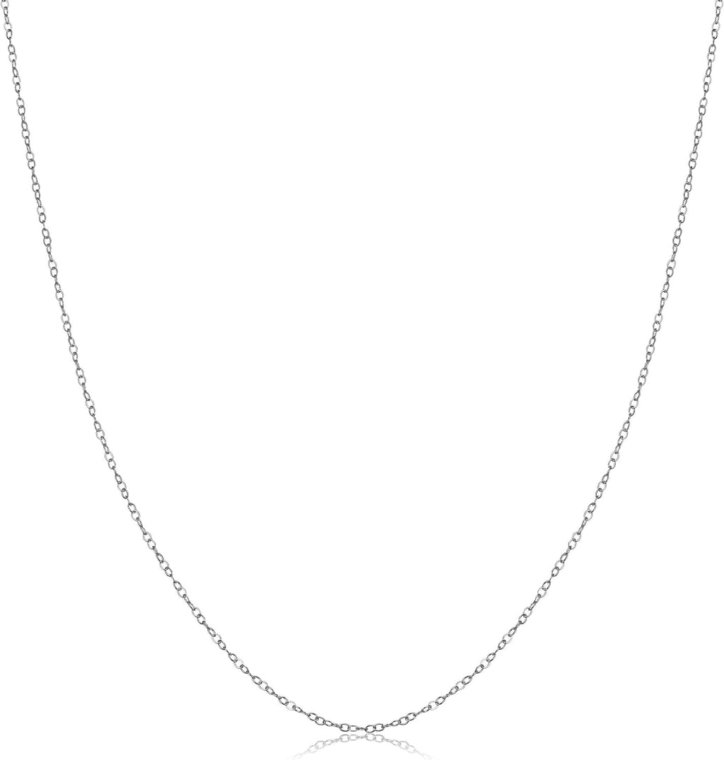 Kooljewelry Solid 14k White Gold 0.7 mm Round Cable Chain Necklace (16, 18, 20, 22, 24 or 30 inch)