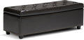 SIMPLIHOME Hamilton Storage Ottoman - 48 inch Wide Upholstered Vegan Leather Rectangle Storage Ottoman Bench in Coffee Brown, Traditional Tufted Ottoman for Living Room or Entryway with Lift-Up Lid