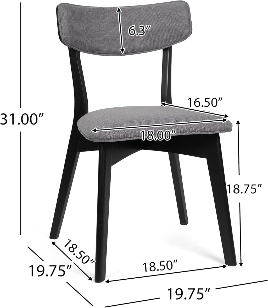Chazz Upholstered Dining Chairs- Dark Gray/Matte Black (Set of 2)