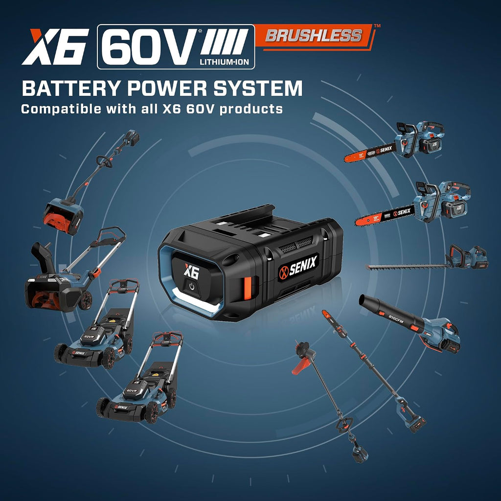 SENIX Chainsaw|60V 18' Battery Chainsaw|Brushless Electric Chainsaws|Cordless Chain Saw with 4Ah Battery & Charger|Garden Tool for Trees, Pruning, Branch Trimming, Best Gifts for Man, CSX6-M1