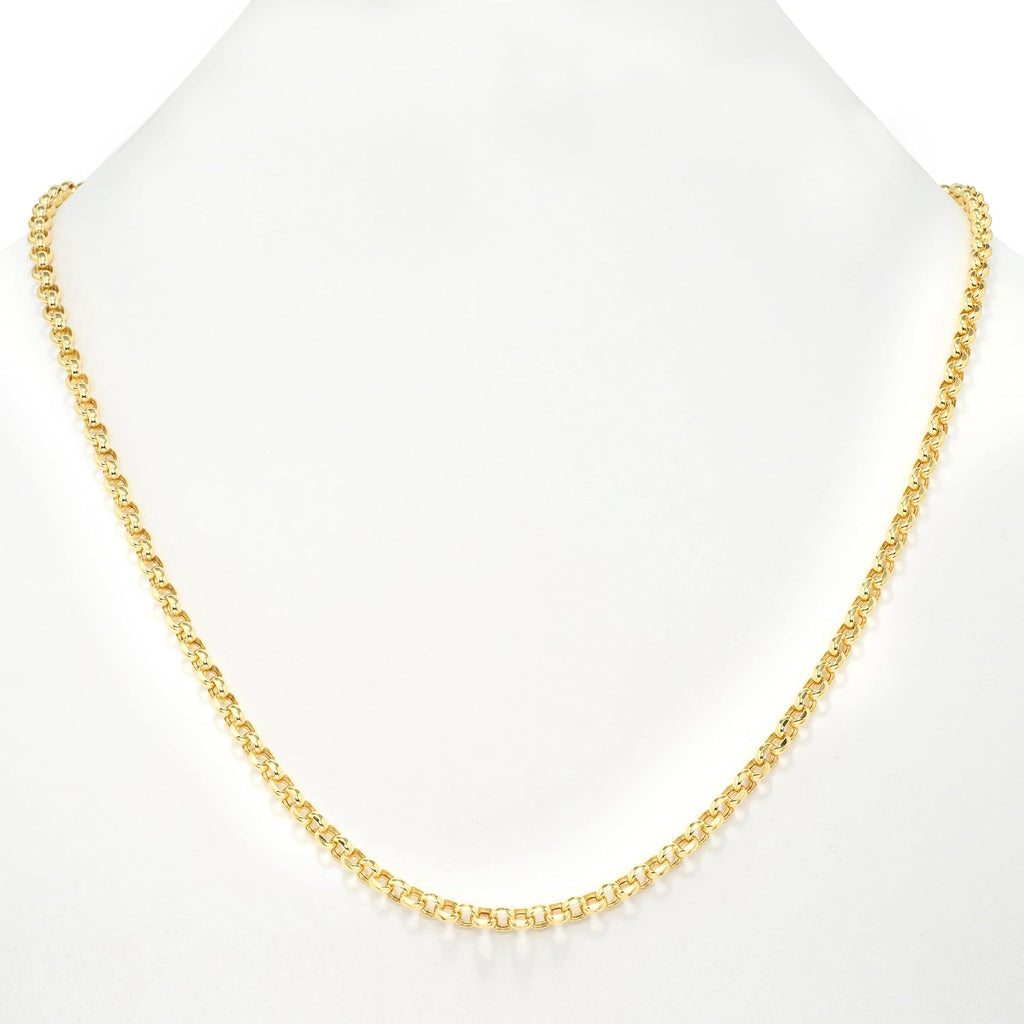 Nuragold 10k Real Yellow Gold Cable 4mm Rolo Round LInk Chain Necklace (18'-30') Italian Jewelry for Men & Women