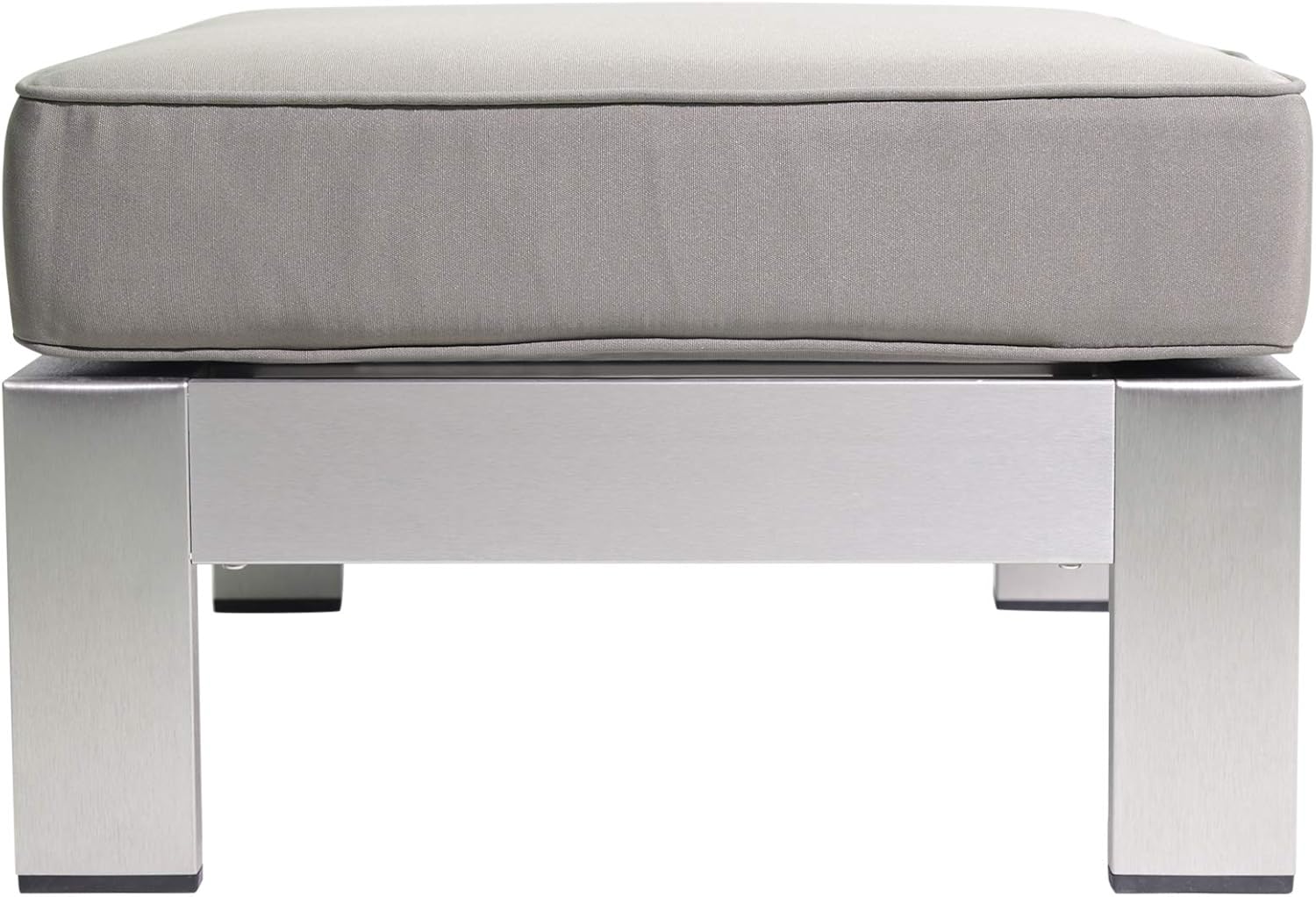 Christopher Knight Home Aya Coral Cushioned Aluminum Ottoman, Silver and Khaki