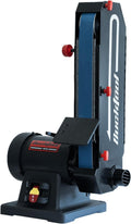 Bucktool 2 x 48 Belt Sander, 1 HP 7A 4500 FPM Bench Belt Sander for Knife Making, Metalworking and Stock Removal, Flat and Curved Sanding Design, Quick Belt Change