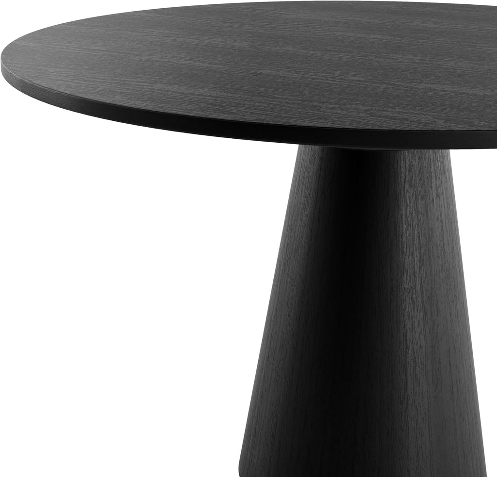 Furniture of America Lestara Modern Solid Wood 48-inch Round Dining Table with Tapered Pedestal Base, Seats up to 4, Easy Assembly, for Home, Kitchen, Living Room, Black