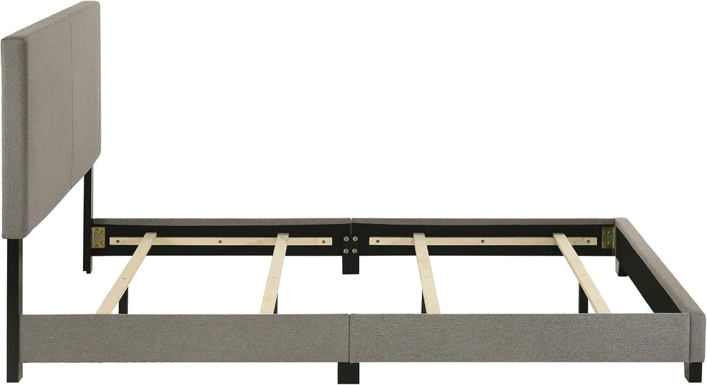 Coaster Home Furnishings - Dorian - Fabric Upholstered Wood Panel Bed with Padded Headboard, Wood Legs and Transitional Style - Bedroom - Queen Size - Taupe - 300851Q