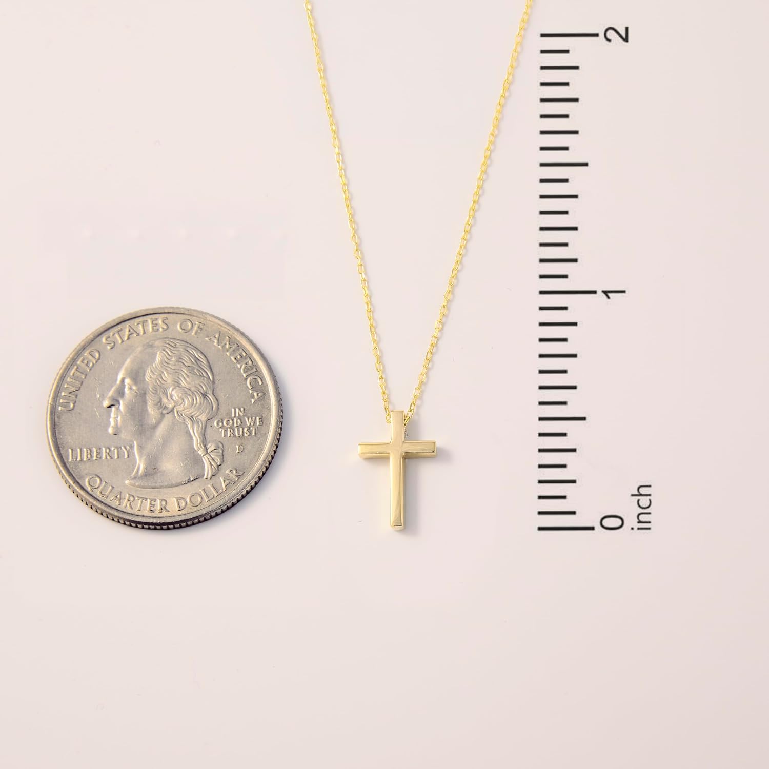 Gelin Dainty Cross Necklace for Women in 14K Solid Gold, 18 Inch Chain