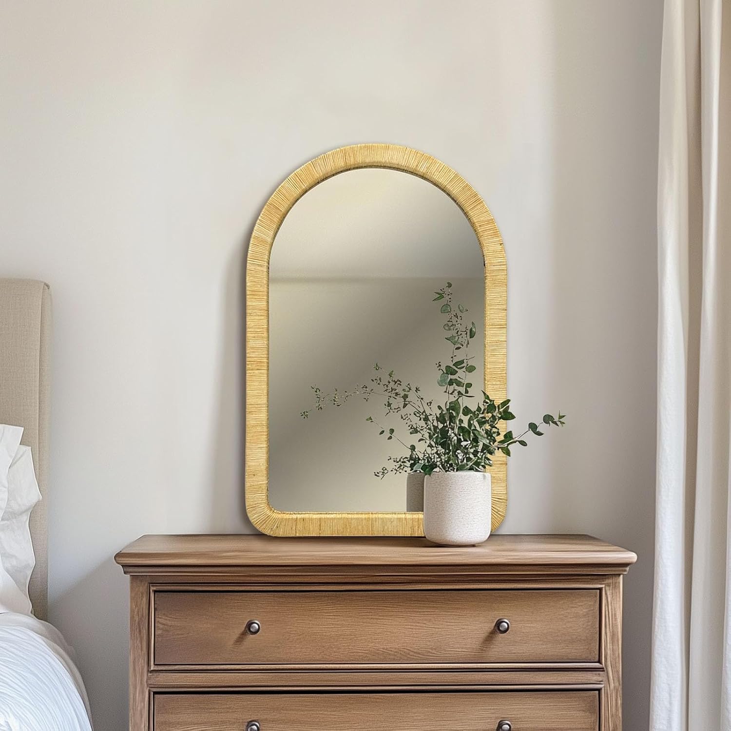 Ink+Ivy 39'x26' Mirror, Wall Mirror, Bathroom Mirrors for Over Sink, Boho Natural Rattan Decorative Vanity Mirror, Modern Hanging Mirror for Entryway, Living Room & Bedroom, Ready to Hang