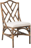 KOUBOO Chippendale Rattan Dining Chair, Set of 2, Rio Modern Bohemian Dining Chair, Wicker Accent Seating Antique, Kitchen, Living Room Furniture, Home Decor, Antique Brown