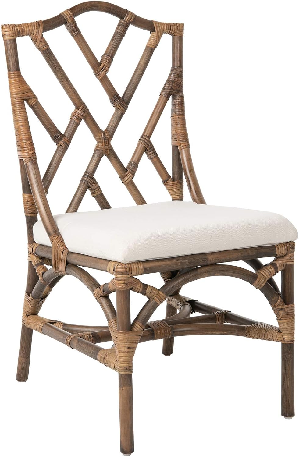 KOUBOO Chippendale Rattan Dining Chair, Set of 2, Rio Modern Bohemian Dining Chair, Wicker Accent Seating Antique, Kitchen, Living Room Furniture, Home Decor, Antique Brown