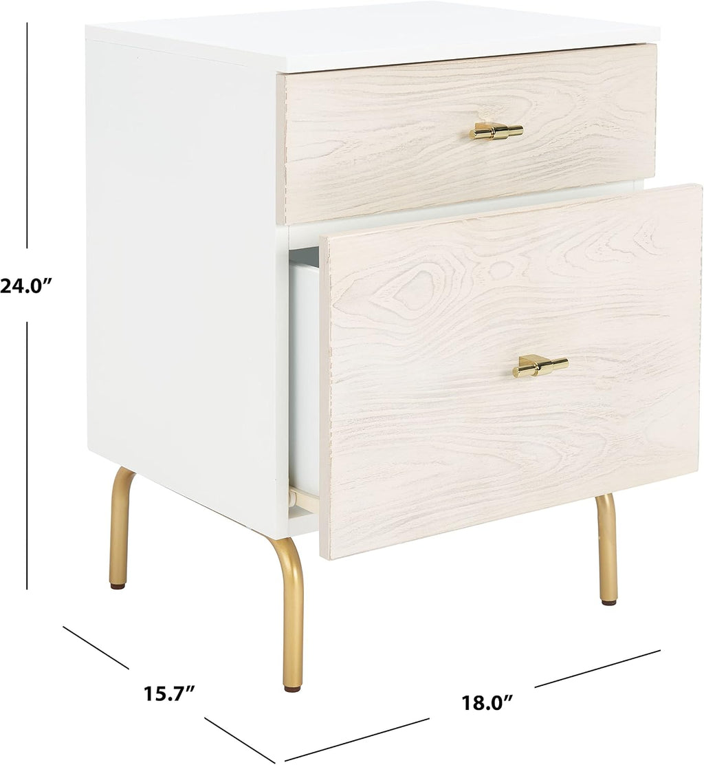 Safavieh Home Collection Genevieve White/White Washed 2-Drawer Nightstand