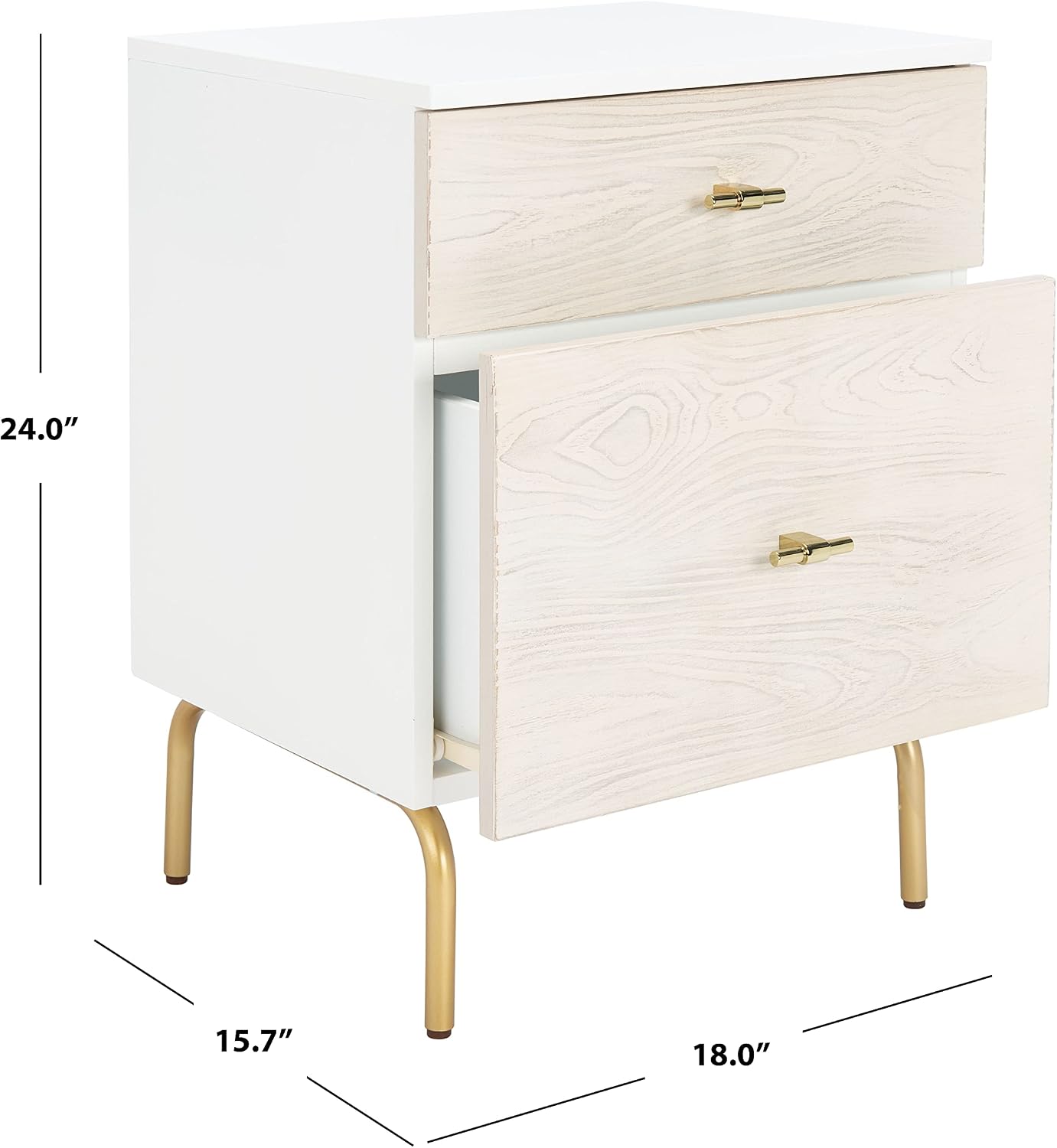 Safavieh Home Collection Genevieve White/White Washed 2-Drawer Nightstand