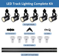 LED White Track Lighting Kit, 3CCT 10W Track Lights 3000K/4000K/6000K Adjustable with 6.56FT H-Type Track Rails 6PCS Ceiling Spotlight Fixture with Replaceable GU10 Bulbs