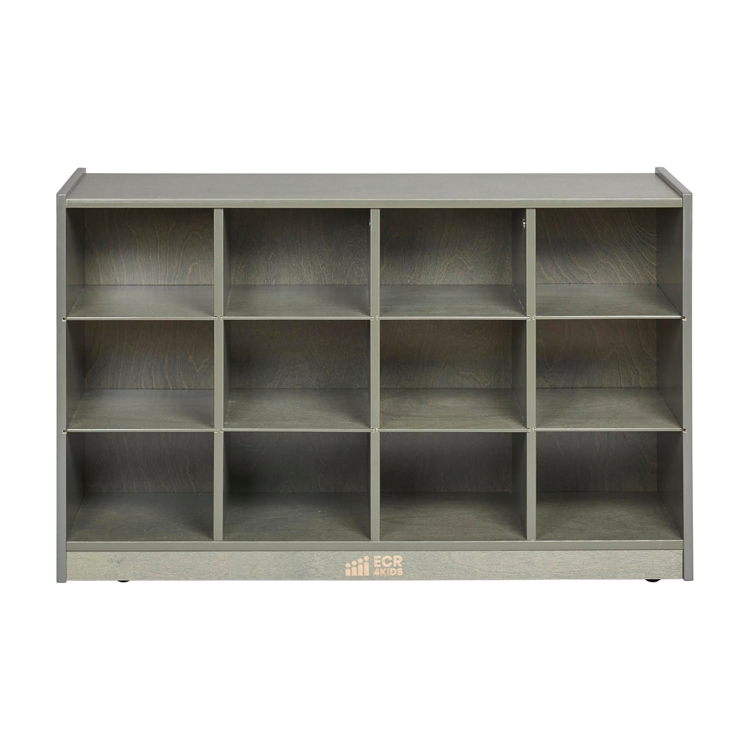 ECR4Kids 12 Cubby Mobile Tray Storage Cabinet, 3x4, Classroom Furniture, Grey Wash