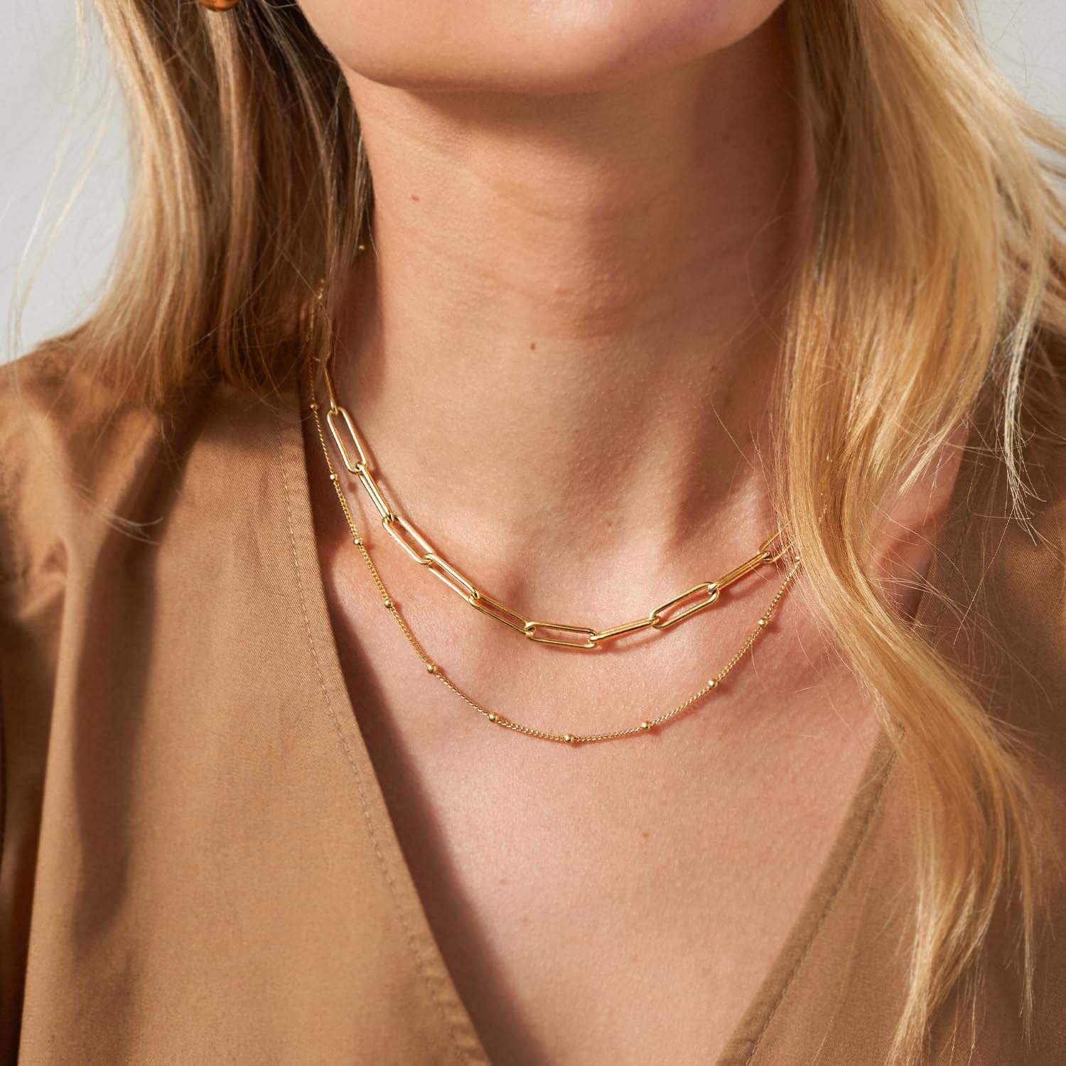 OAK & LUNA - Choose Your Style Women's Chain - Sterling Silver, 18K Gold Plated, Gold Vermeil, 14K Solid Gold - Bobble, Paperclip, Herringbone, Gourmette, Rope, Texture, Pearl, Cable, Mirror, Box, Twist - Custom Length