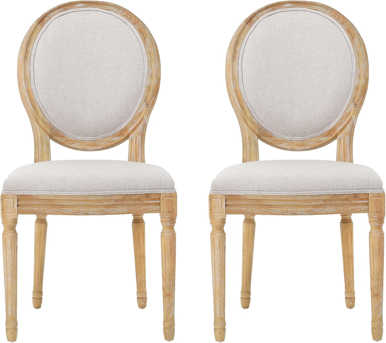 Christopher Knight Home Phinnaeus Polyester Beige Fabric Dining Chair (Set of 2), 2-Pcs Set