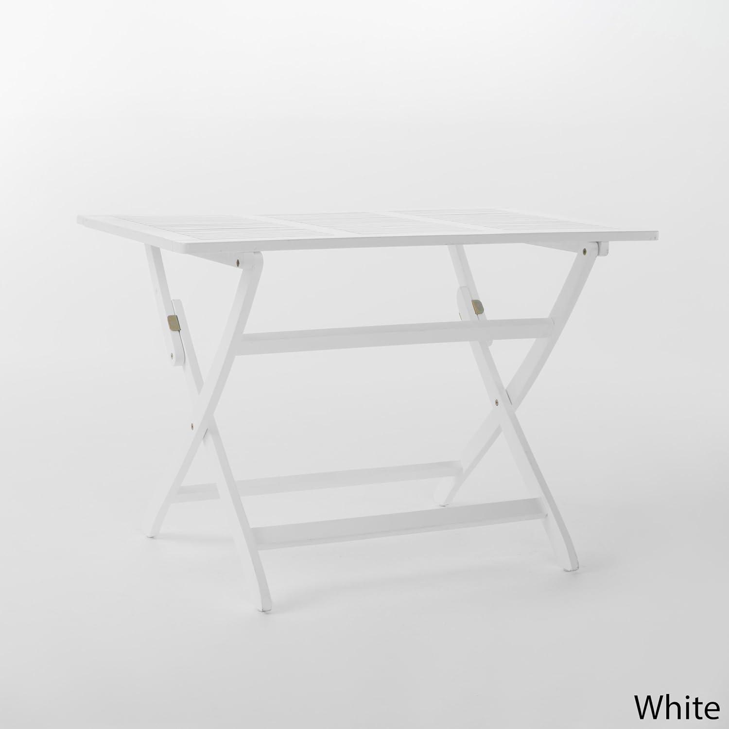 Christopher Knight Home Positano Outdoor Acacia Wood Foldable Dining Table, Pu/ White
