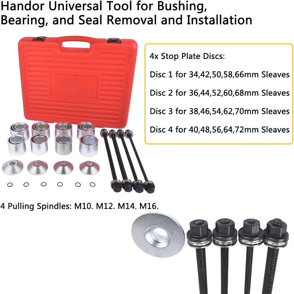 Handor 28pcs Press and Pull Sleeve Kit Remove Bushes Bushing Bearings Seals Removal Insertion Tool Set