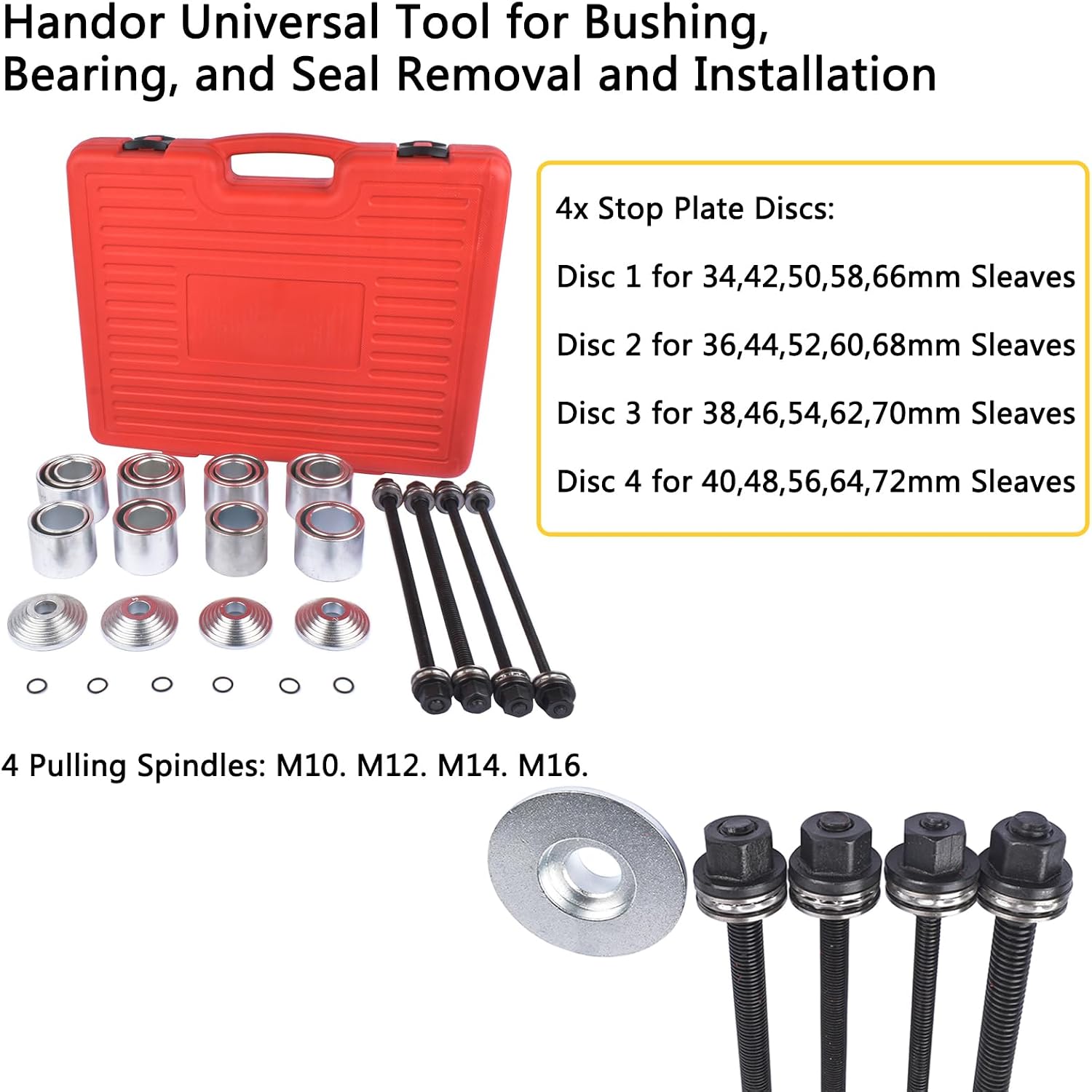 Handor 28pcs Press and Pull Sleeve Kit Remove Bushes Bushing Bearings Seals Removal Insertion Tool Set