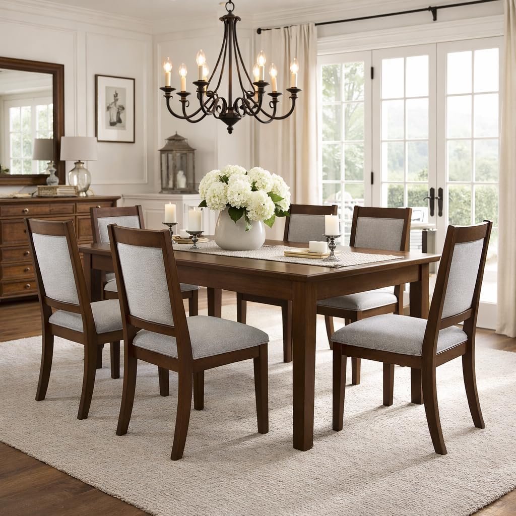 HomePop Open Back Upholstered Wood Frame Dining Chairs - Gray Solid Woven (Set of 2)