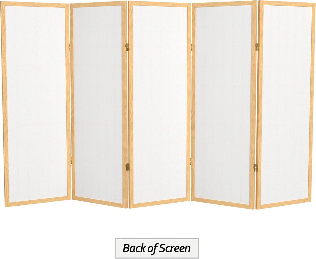 4 ft. Short Window Pane Shoji Screen - Natural - 5 Panels