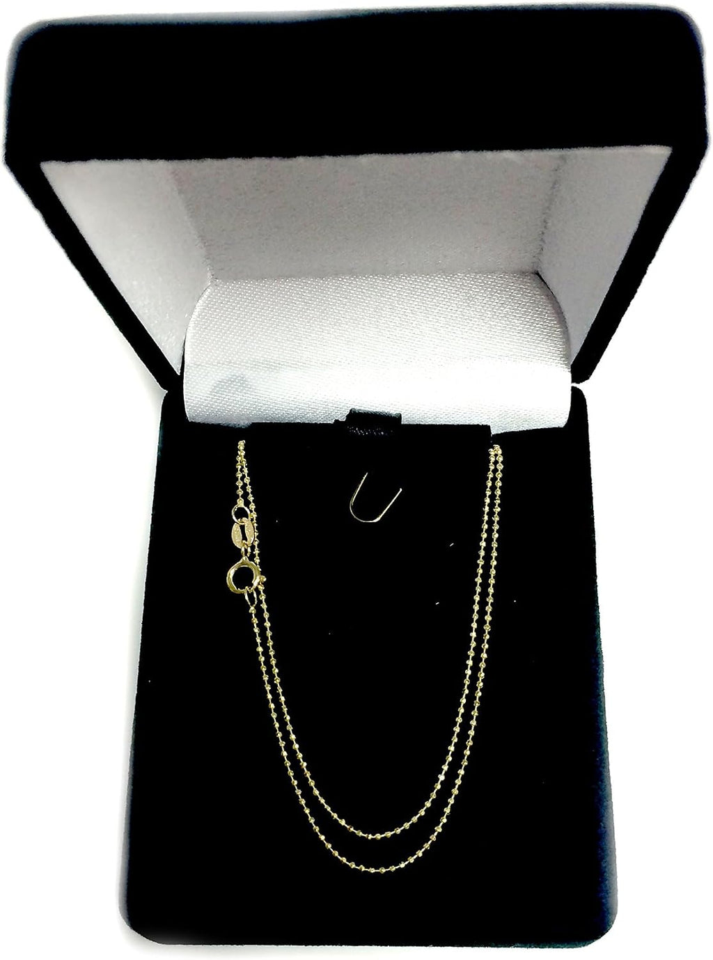 Jewelry Affairs 14k Yellow Gold Diamond Cut Bead Chain Necklace, 1.0mm