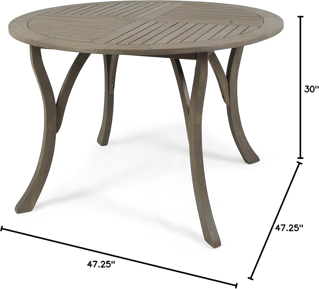 Christopher Knight Home Adn Outdoor 47' Round Acacia Wood Dining Table, Grey