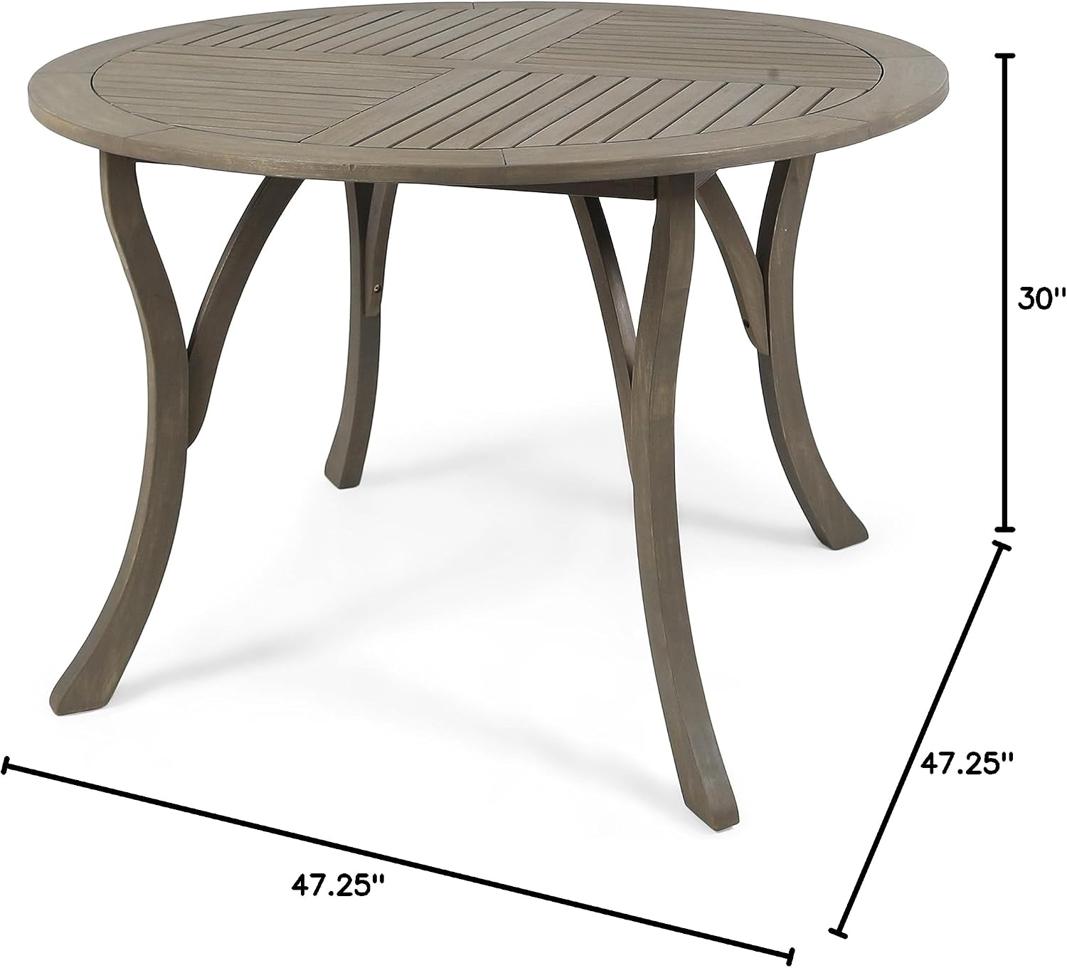 Christopher Knight Home Adn Outdoor 47' Round Acacia Wood Dining Table, Grey