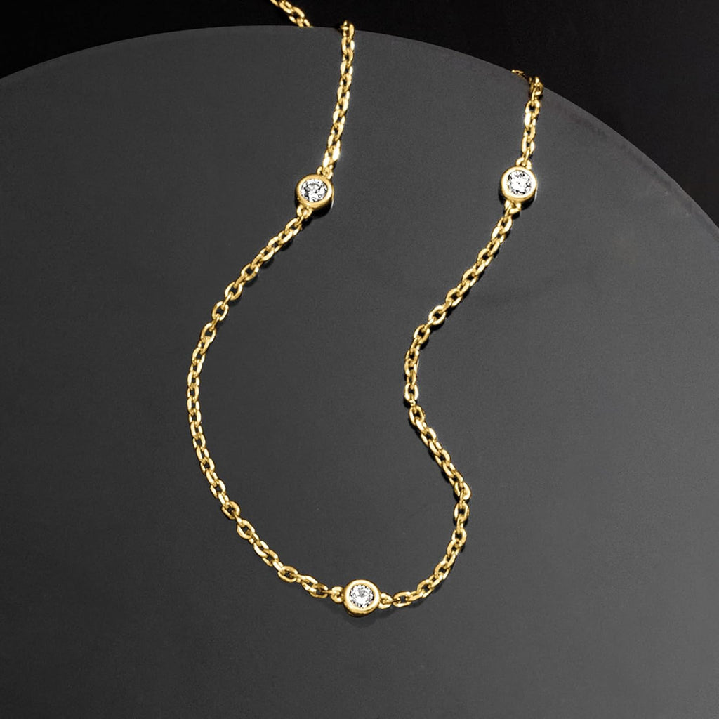Ross-Simons 0.33 ct. t.w. Lab-Grown Diamond Station Necklace in 18kt Gold Over Sterling