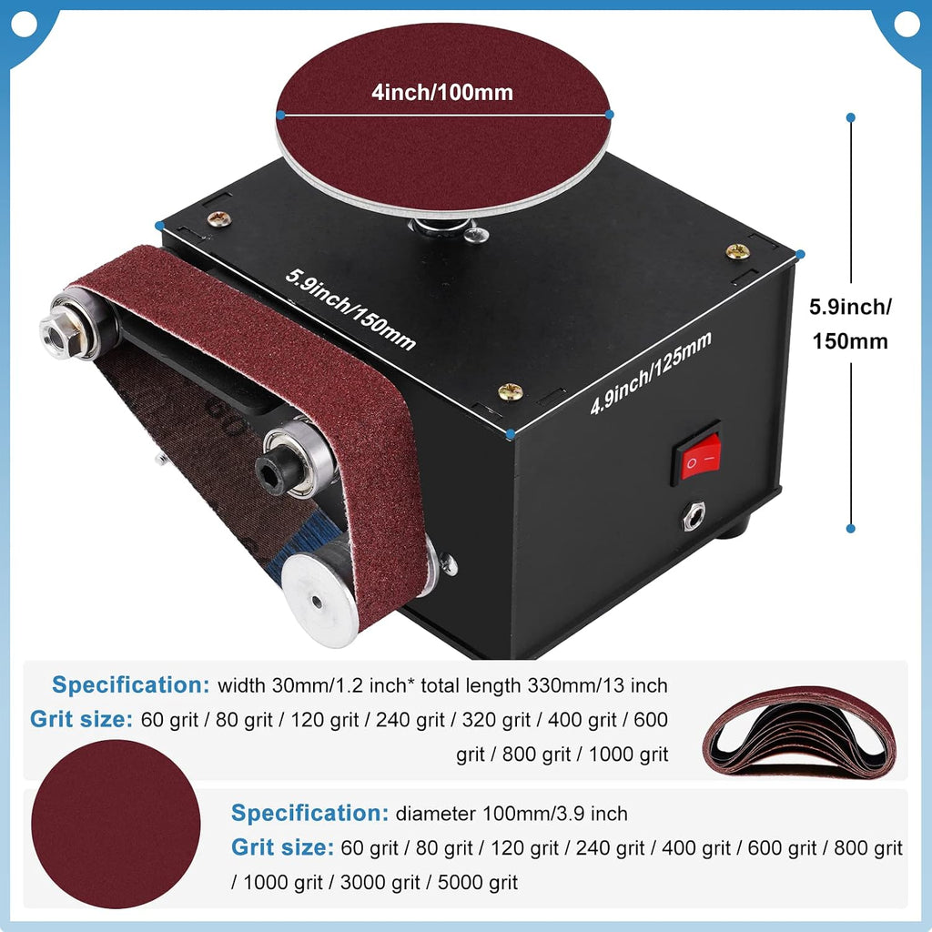 2 in 1 Mini Belt Disc Sander,4 Inch Sanding Disc Machine,1.18 x 13 inch Belt Sander 8000RPM for Knife Sharpening, Wood, Crafts, Metal, Stone, and Scissors Grinding