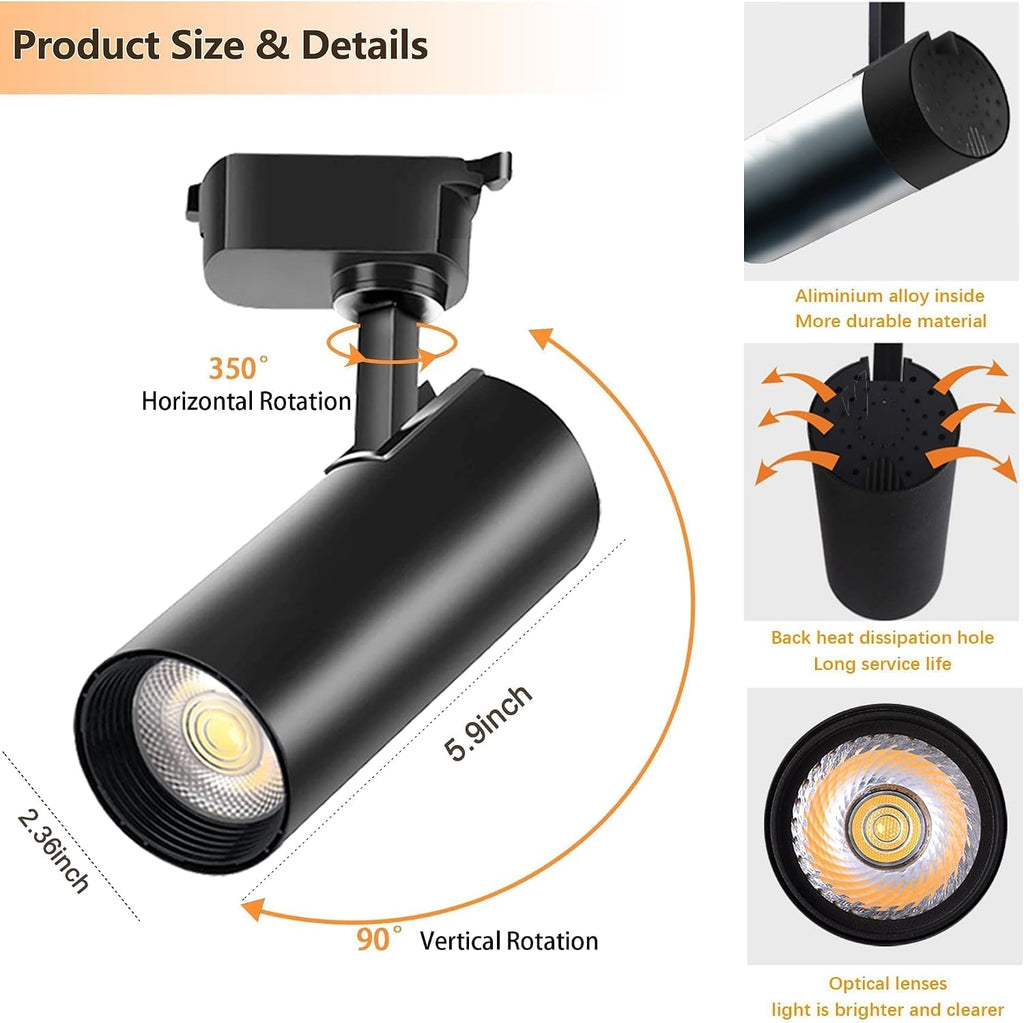 H Type LED Track Lighting Heads Kit, 24 Heads 3000K Warm White with 26.2FT Track Rail, 20W 2400lm High Brightness, Angle Adjustable Track Light